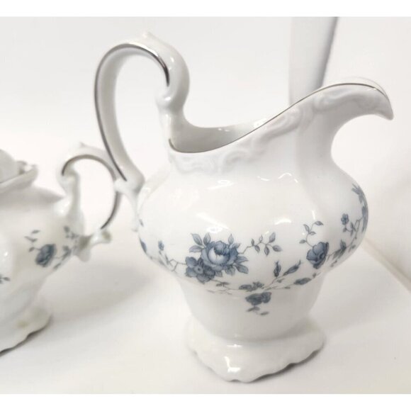 Traditions Fine China Blue Garland Creamer & Sugar Set Made in Thailand for Joha - Picture 7 of 9